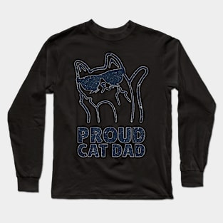 Funny Retro Proud Cat Dad Showing He Finger For Cat Lovers Long Sleeve T-Shirt